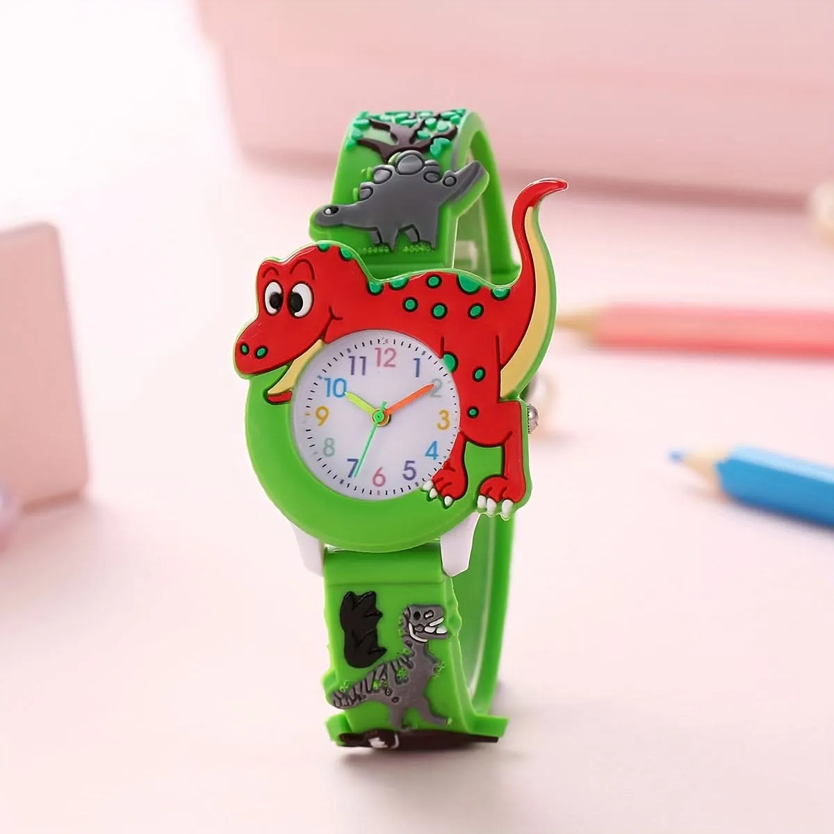 Cute Dinosaur Watch for Kids - Tyrannosaurus Rex Cartoon Design