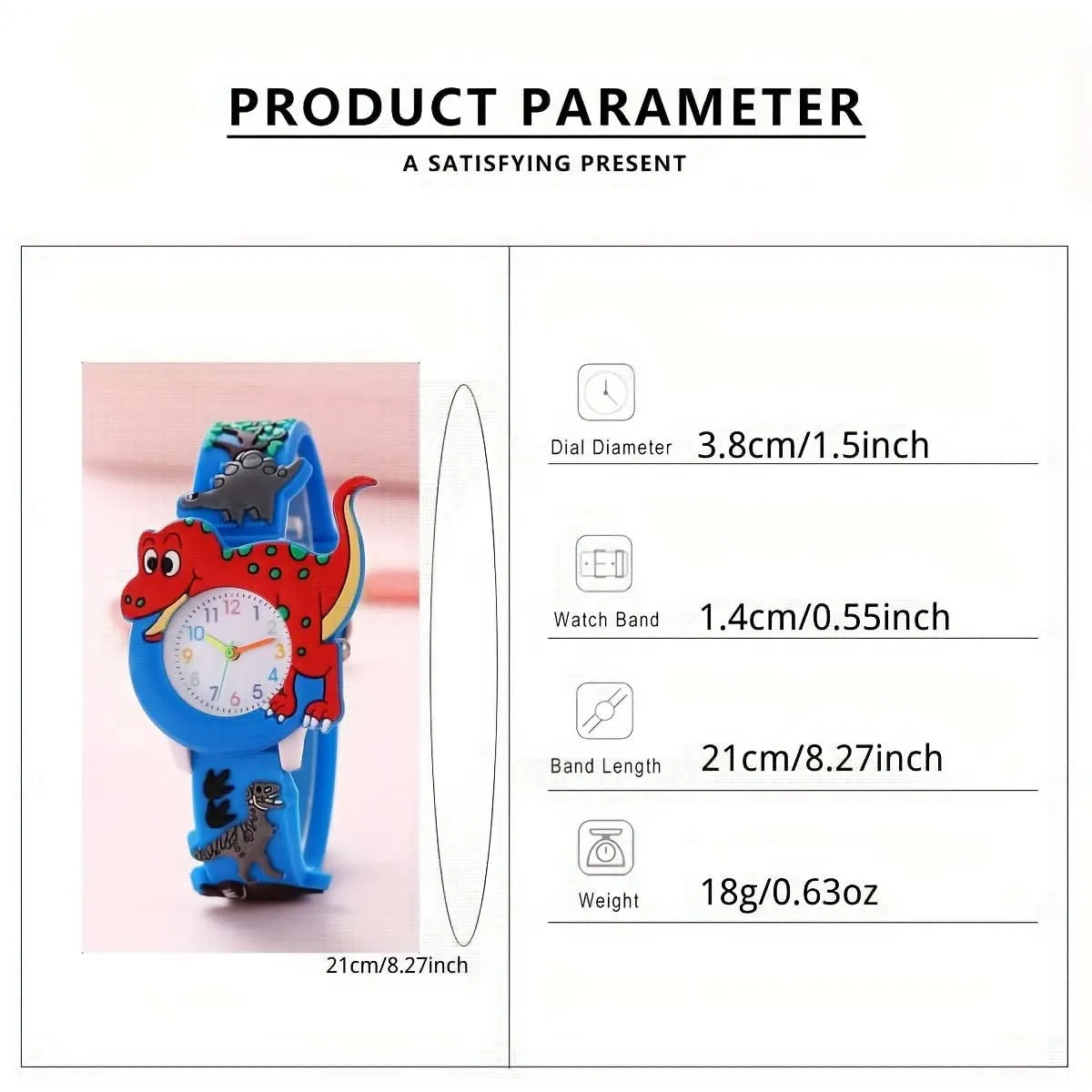Cute Dinosaur Watch for Kids - Tyrannosaurus Rex Cartoon Design