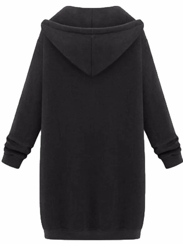 Cute Zip Up Long Hooded Jackets for Women