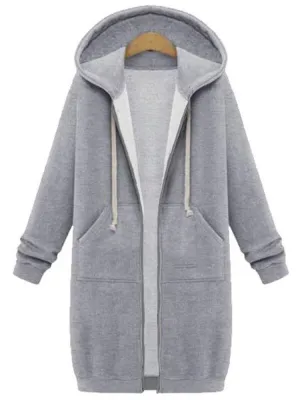 Cute Zip Up Long Hooded Jackets for Women