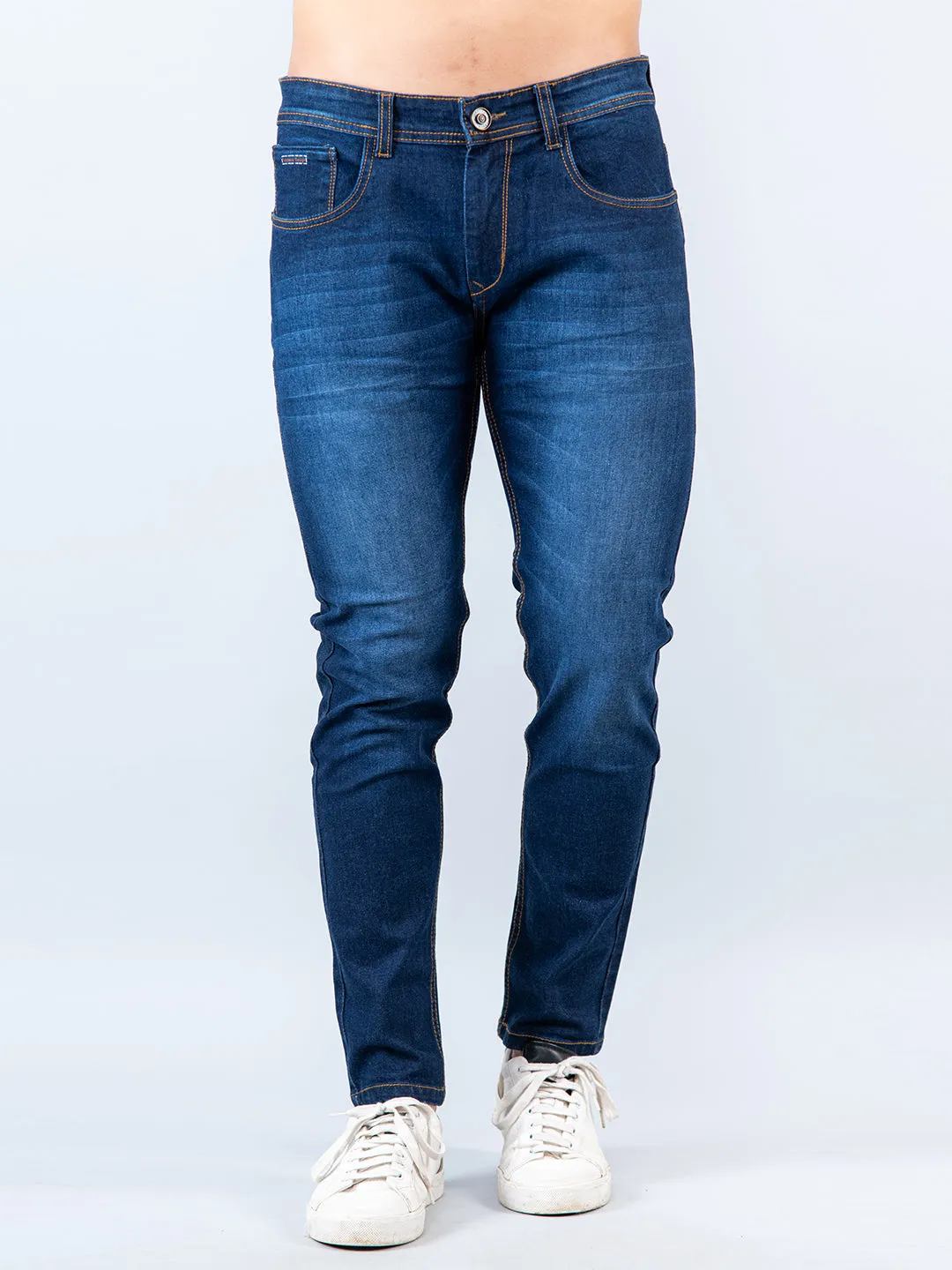 Dark Blue Skinny Ankle Fit Mens Denim Jeans