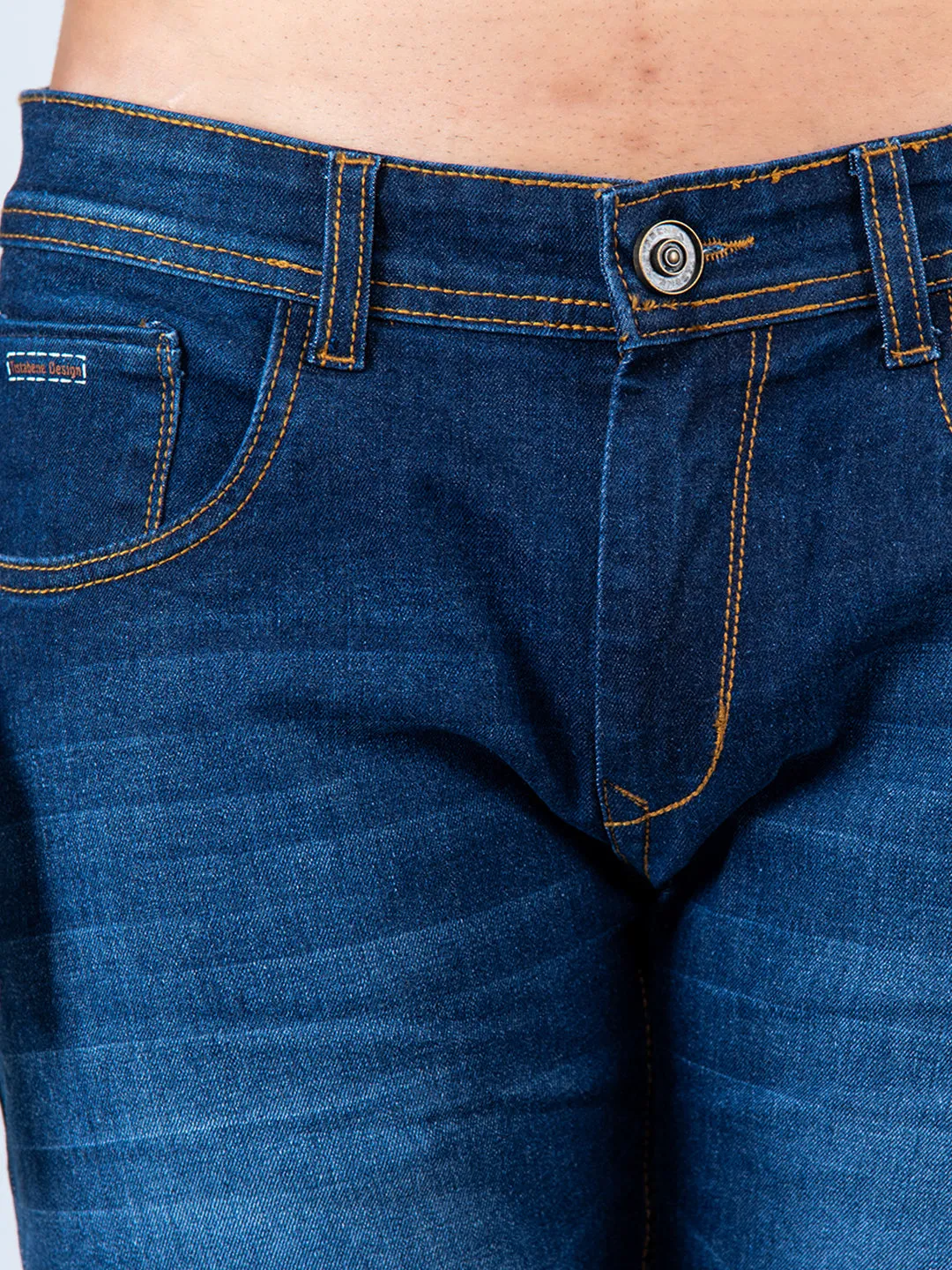 Dark Blue Skinny Ankle Fit Mens Denim Jeans
