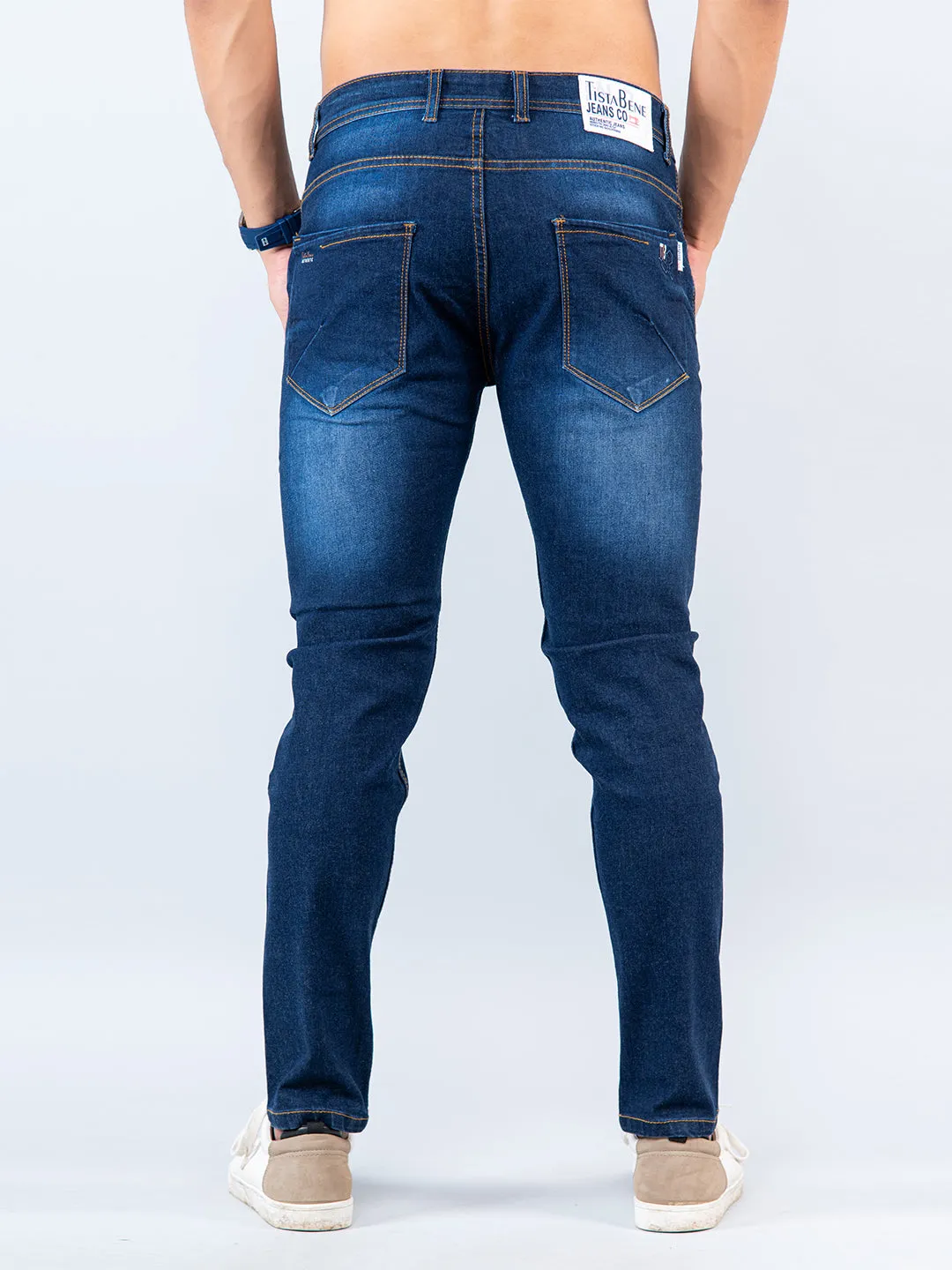 Dark Blue Skinny Ankle Fit Mens Denim Jeans