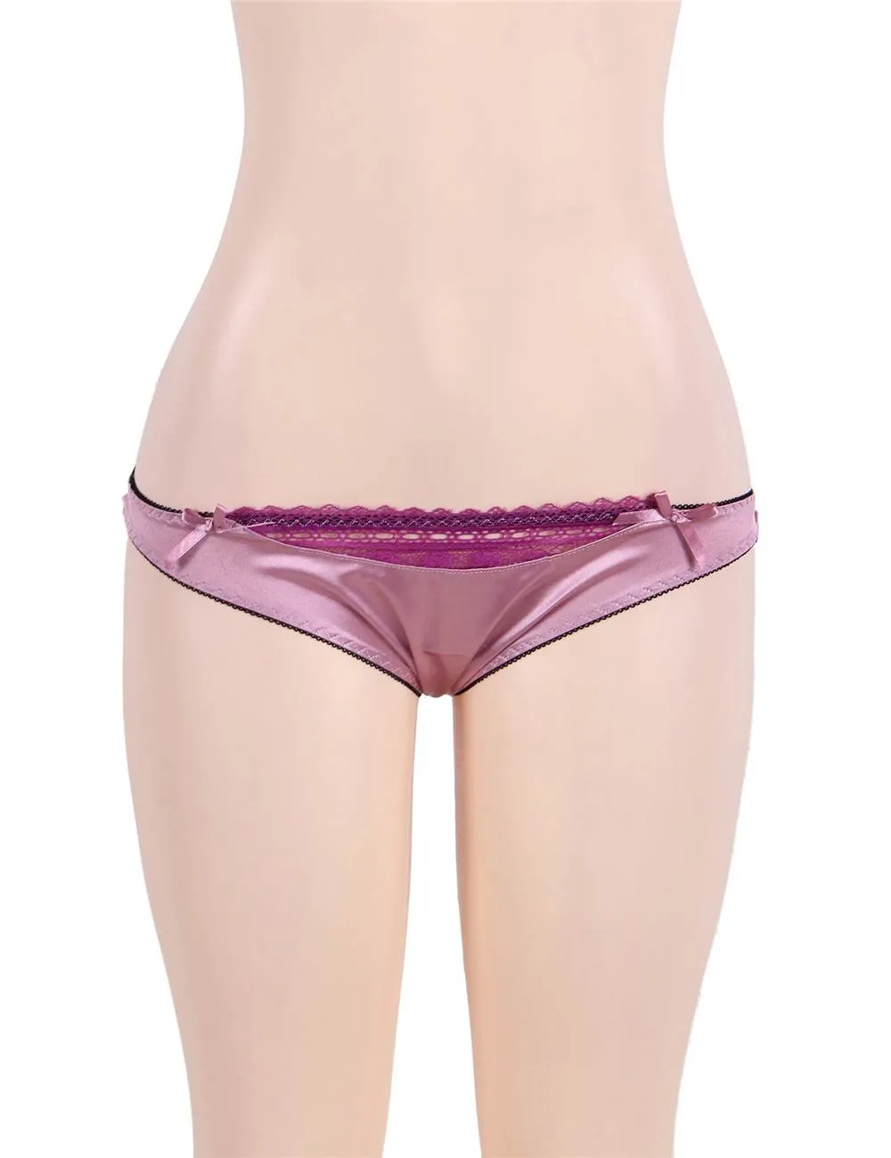 Deluxe Satin Lace Stitching Open Bust Bra Set Egypt