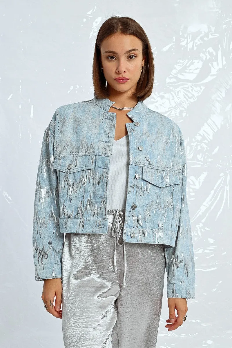 DENIM AND SEQUIN JACKET