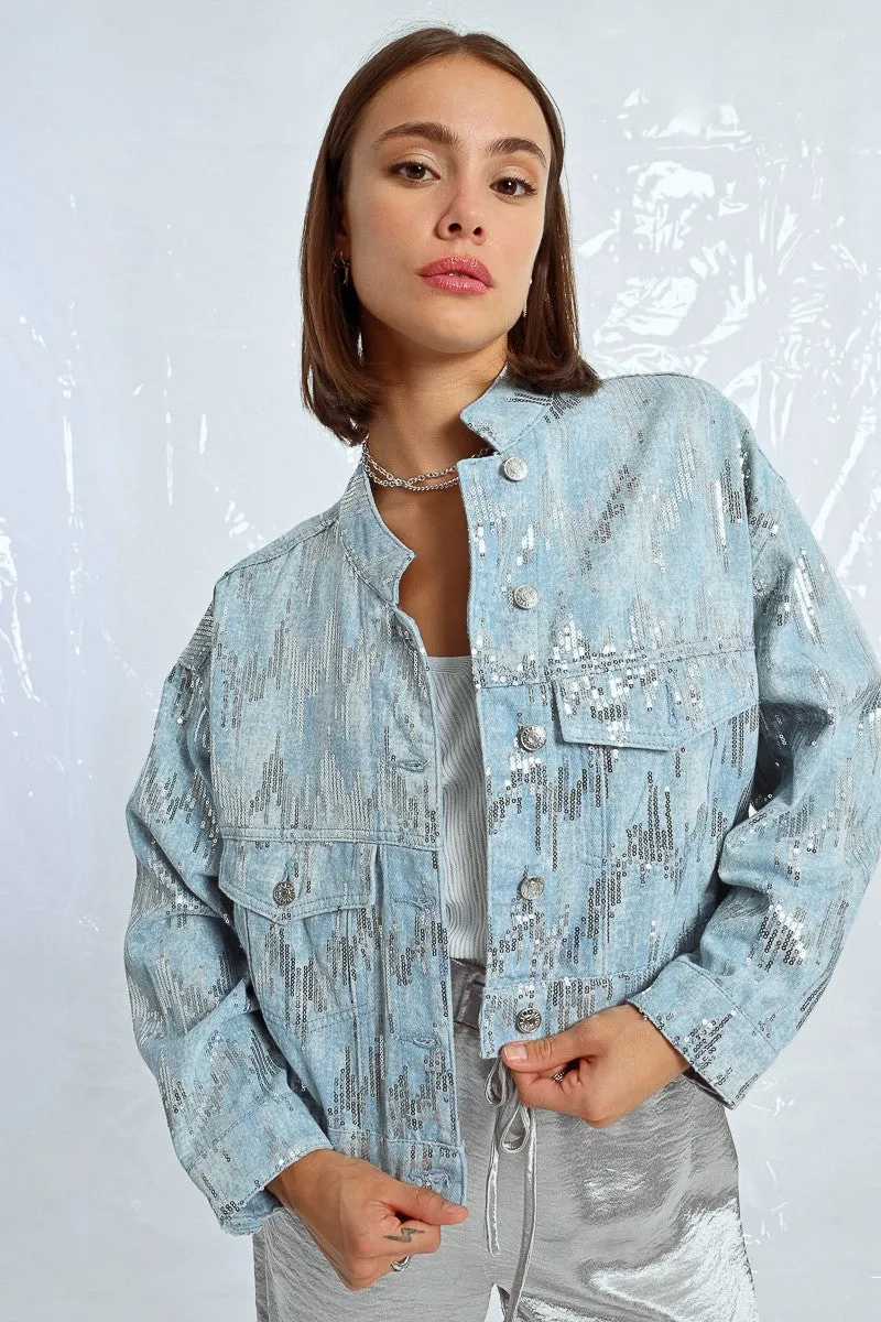 DENIM AND SEQUIN JACKET