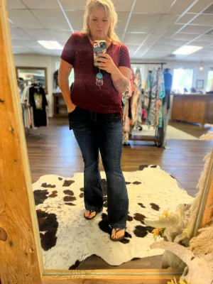 Denim bootcut  jeans with Stretch waistband