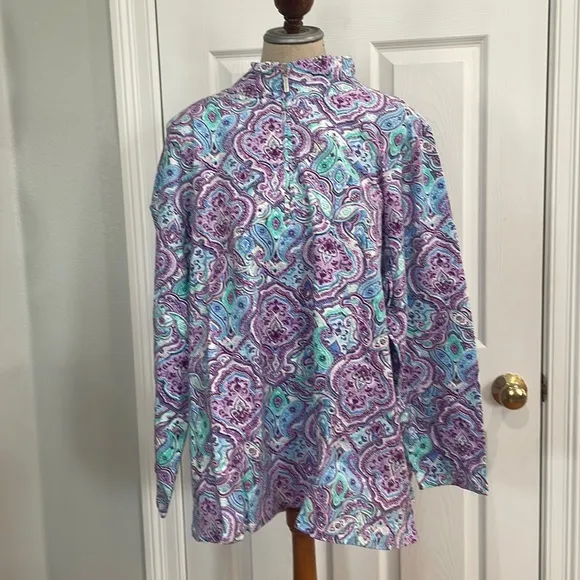 Denim D &amp; Co jacket Paisley purple turquoise white womens plus size 3X brand new