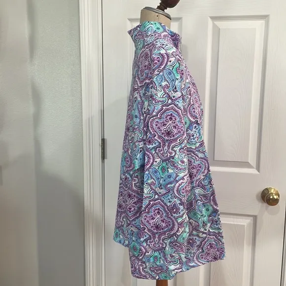 Denim D &amp; Co jacket Paisley purple turquoise white womens plus size 3X brand new