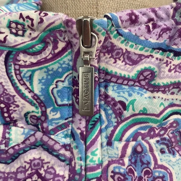 Denim D &amp; Co jacket Paisley purple turquoise white womens plus size 3X brand new
