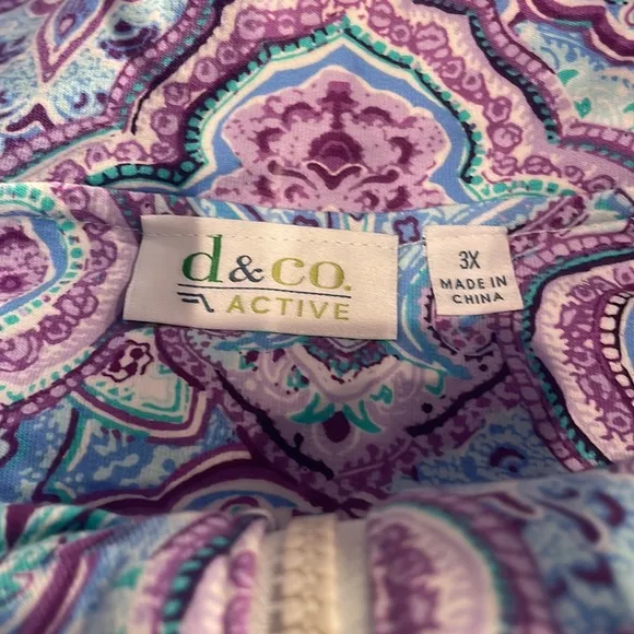 Denim D &amp; Co jacket Paisley purple turquoise white womens plus size 3X brand new