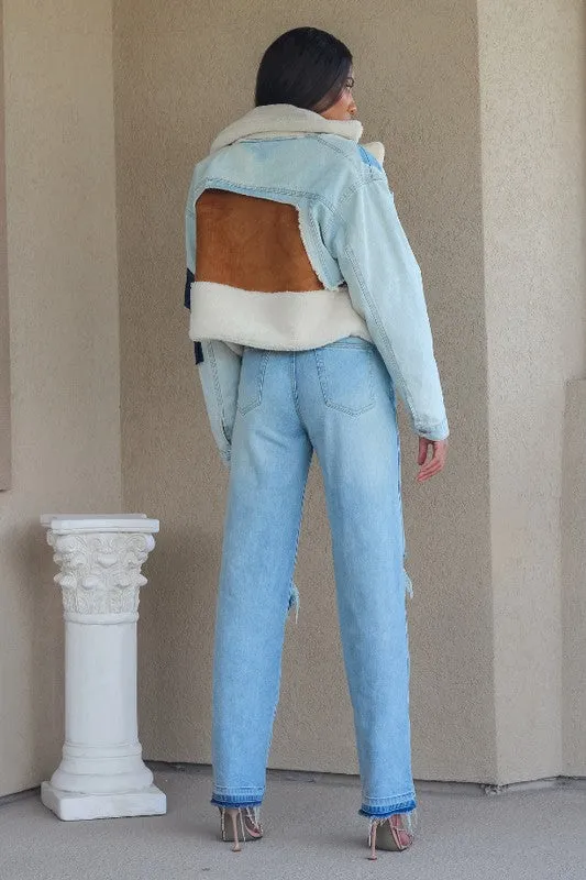 Denim Patchwork Jacket Plus