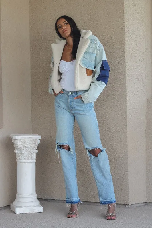 Denim Patchwork Jacket Plus