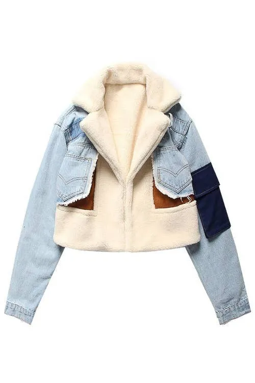Denim Patchwork Jacket Plus