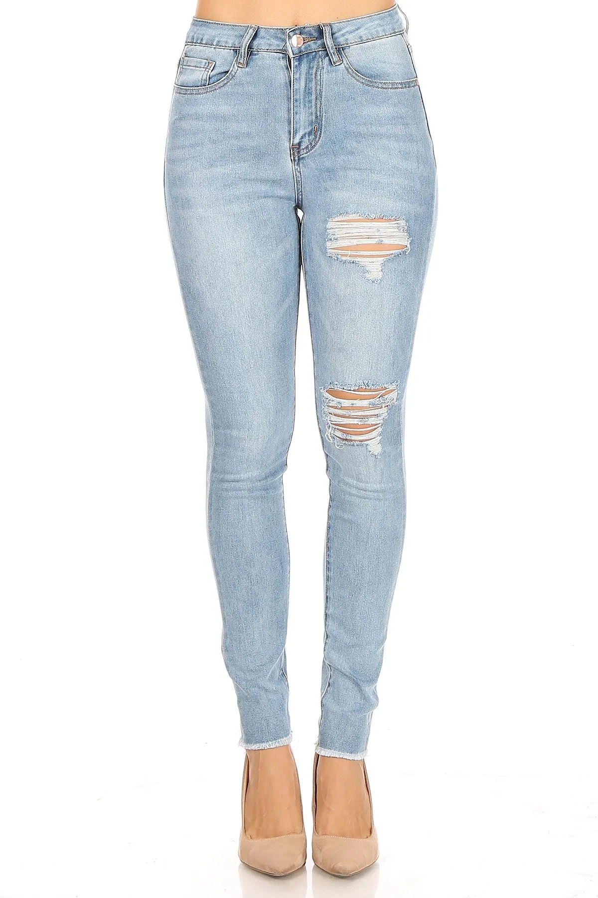 Denim Skinny Ripped Jeans