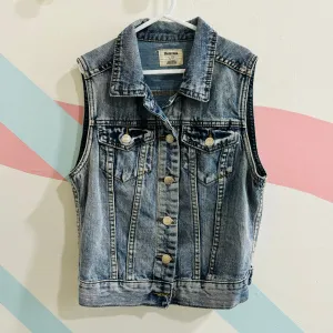 Denim Vest with Rose Patch, Adult Sm