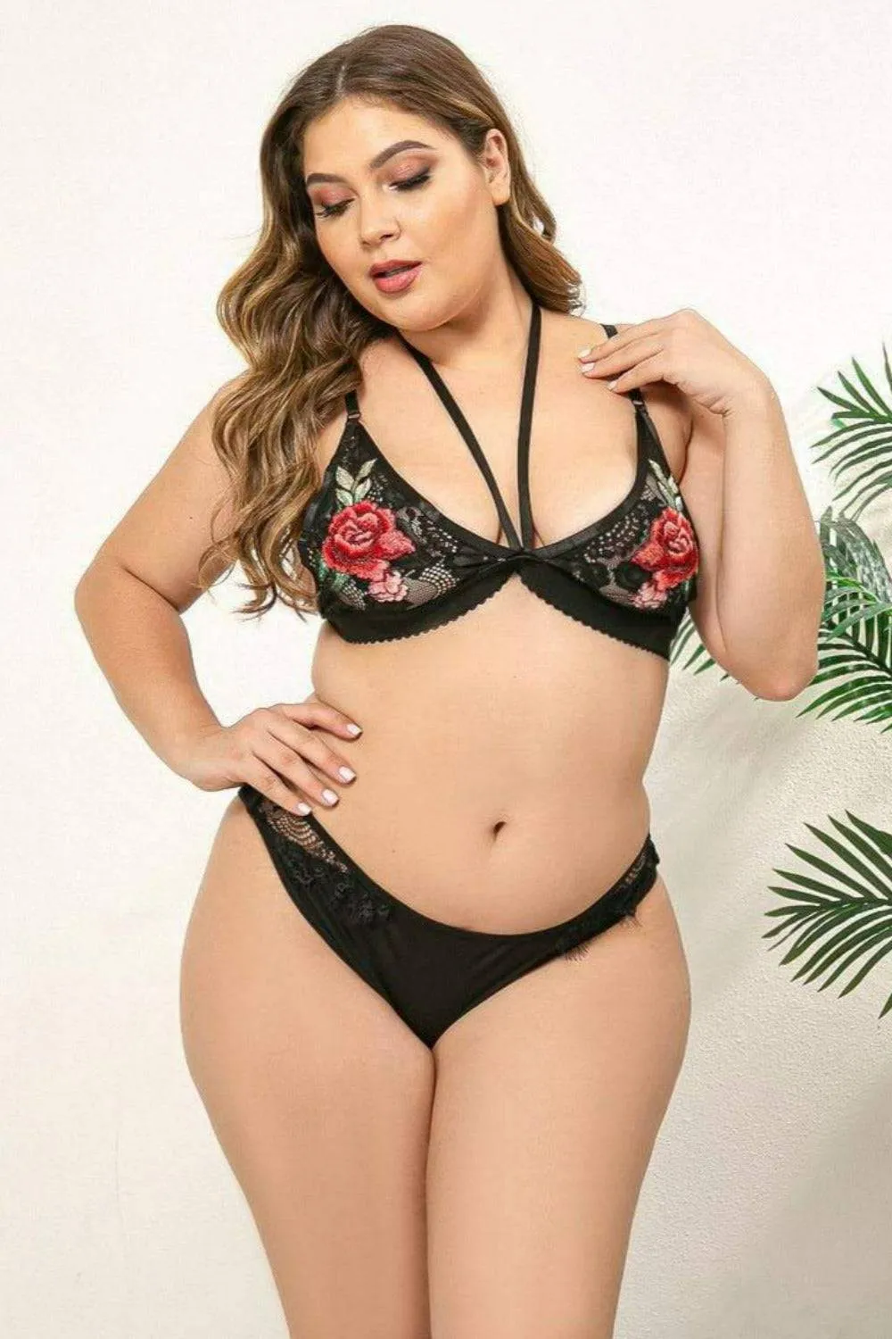 Desert Rose Plus Size Bra Underwear Lingerie Set
