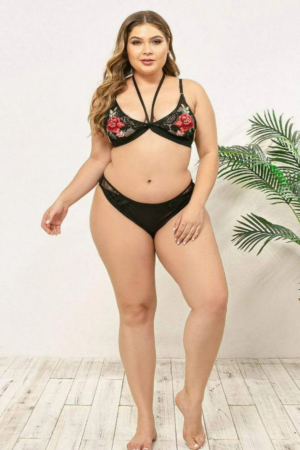 Desert Rose Plus Size Bra Underwear Lingerie Set