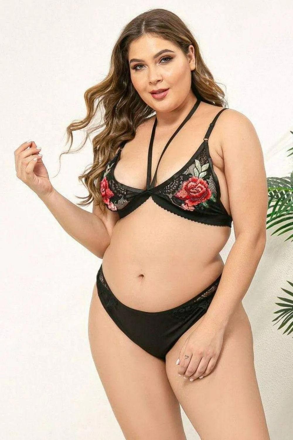Desert Rose Plus Size Bra Underwear Lingerie Set