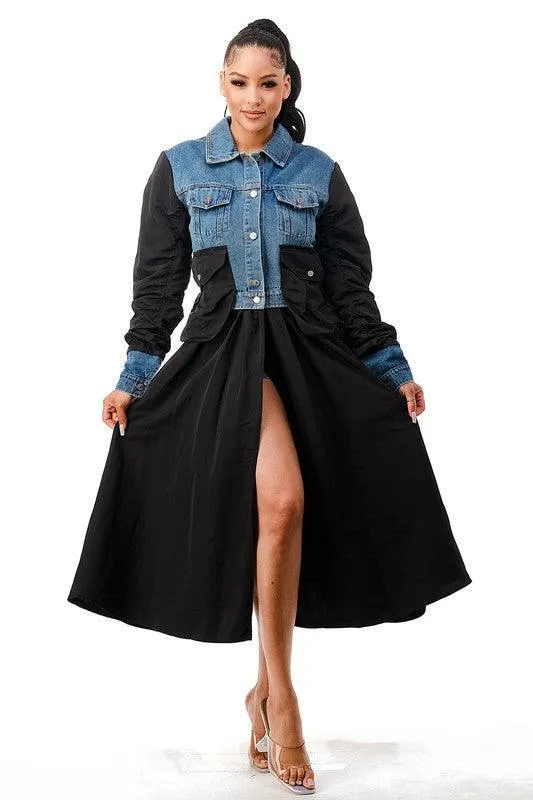 DESIGNER DENIM  MIX LONG JACKET