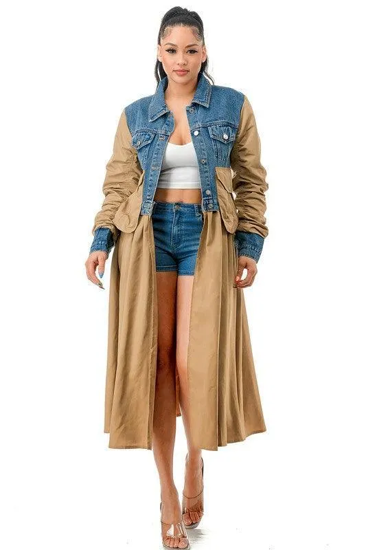 DESIGNER DENIM  MIX LONG JACKET
