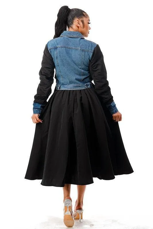 DESIGNER DENIM  MIX LONG JACKET