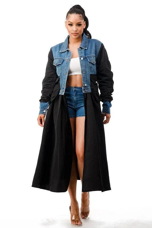 DESIGNER DENIM  MIX LONG JACKET