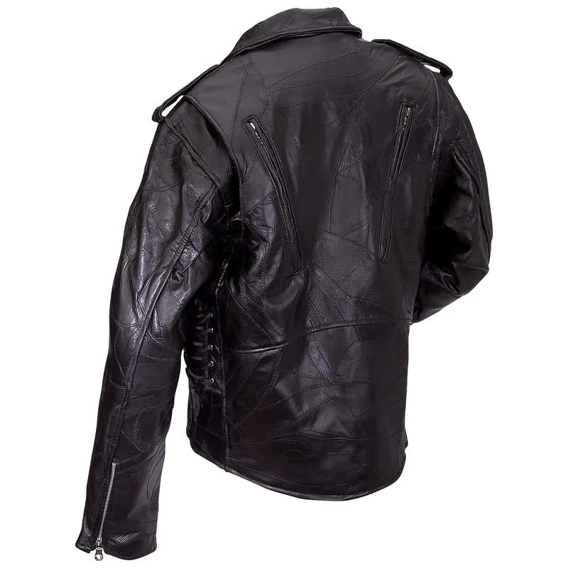 Diamond Plate Buffalo Leather Motorcycle Jacket Small GFMOT Free Shipping