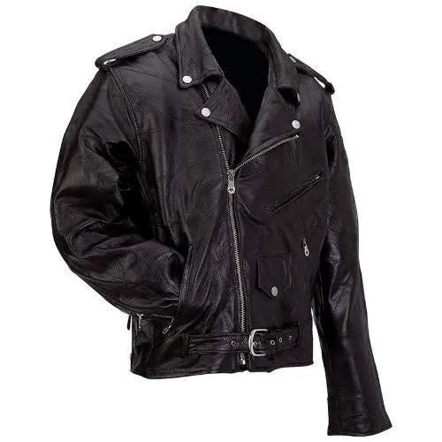 Diamond Plate Buffalo Leather Motorcycle Jacket Small GFMOT Free Shipping