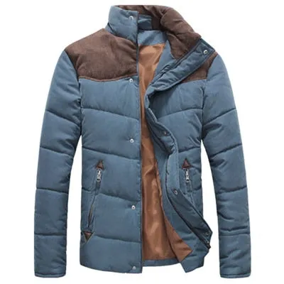 DIMUSI Clothing Winter Jacket Men Warm Causal Parkas Cotton Banded Collar Winter Jacket Male Padded Overcoat Outerwear 4XL,YA332