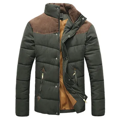 DIMUSI Clothing Winter Jacket Men Warm Causal Parkas Cotton Banded Collar Winter Jacket Male Padded Overcoat Outerwear 4XL,YA332