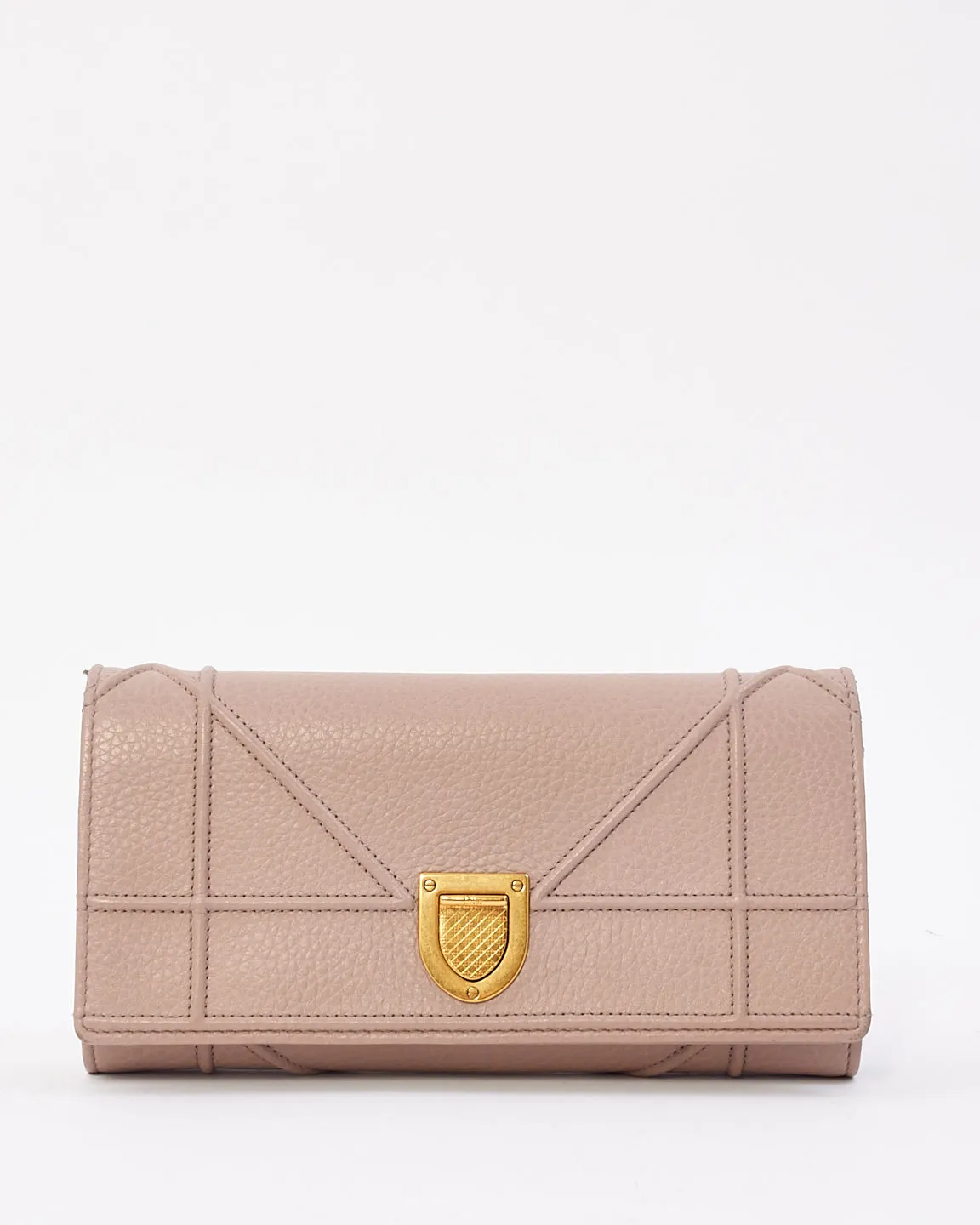 Dior Beige Grained Leather Diorama Wallet On Chain Clutch Bag