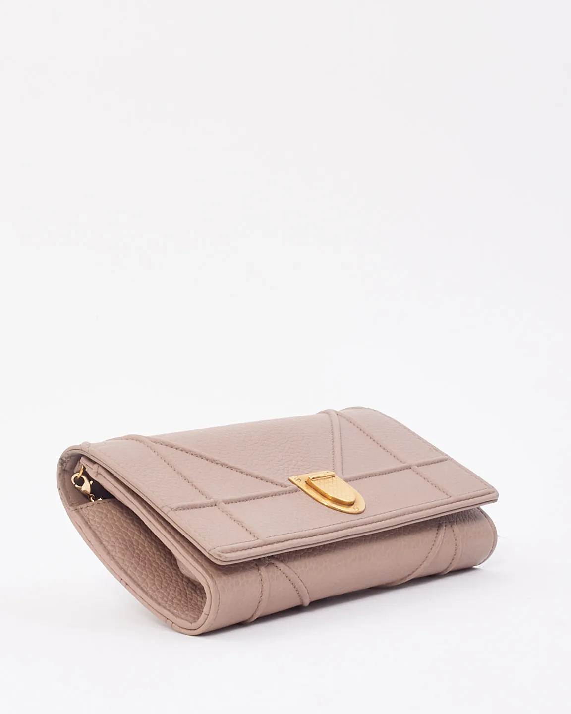 Dior Beige Grained Leather Diorama Wallet On Chain Clutch Bag