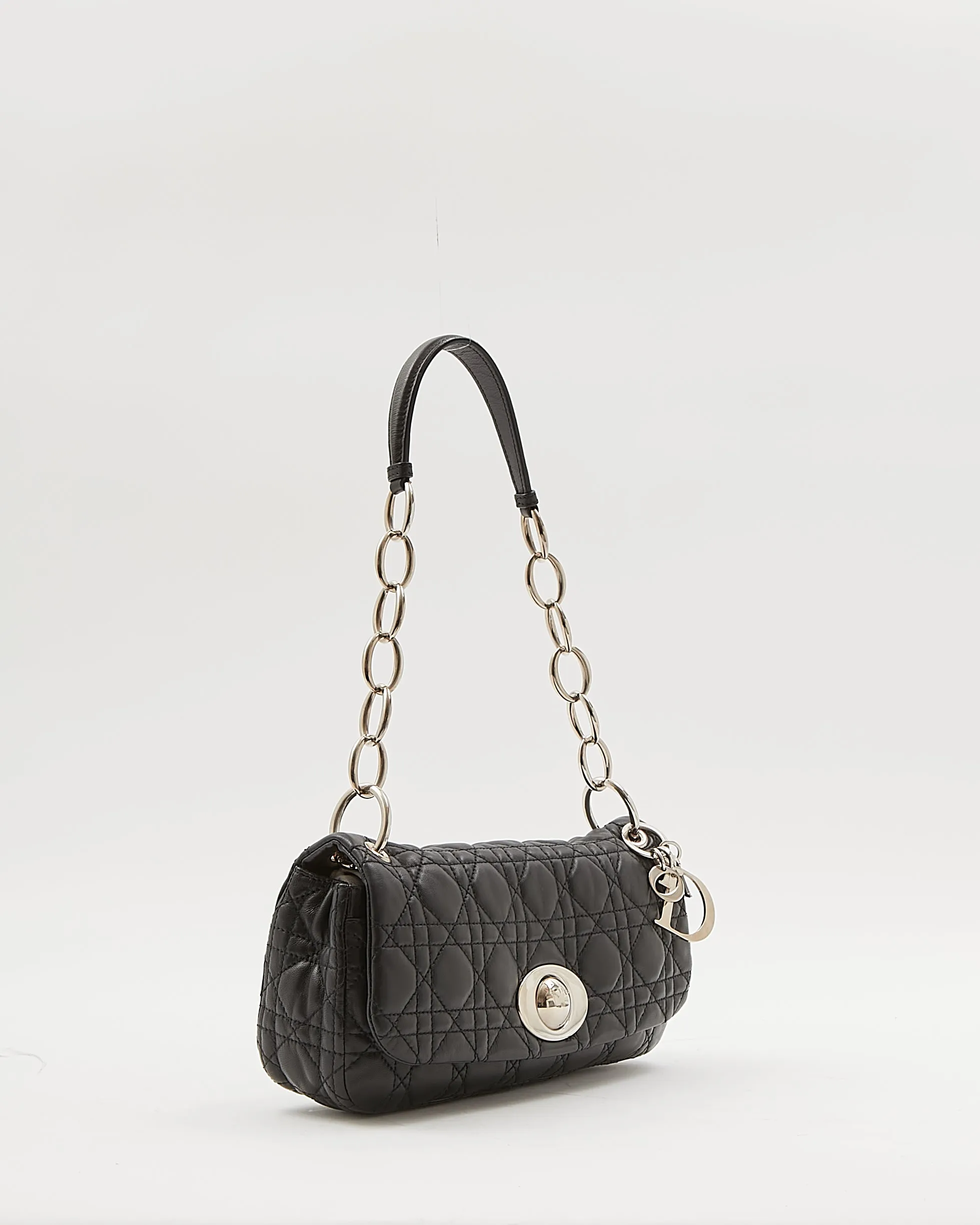 Dior Black Cannage Small Rendezvous Flap Chain Shoulder Bag