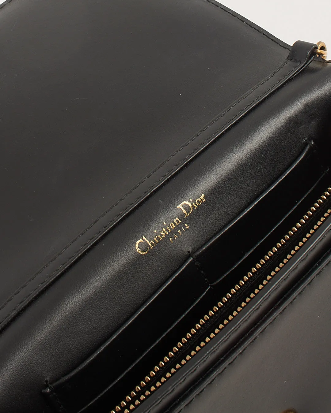 Dior Black Leather DiorAddict Wallet on Chain Bag