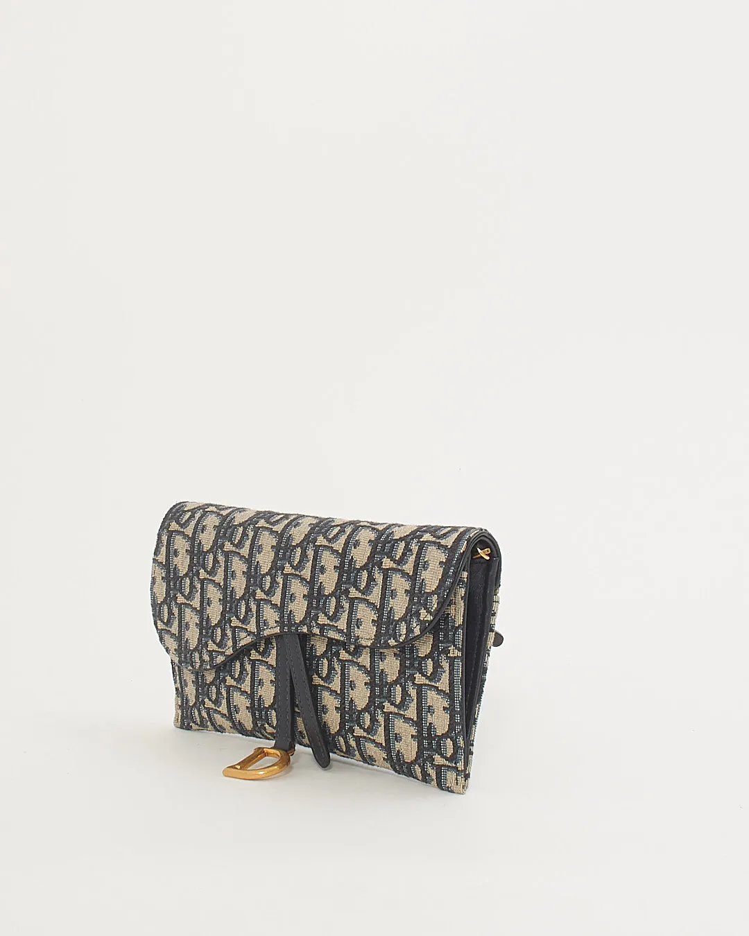 Dior Blue Oblique Canvas Wallet on Chain with Pochette
