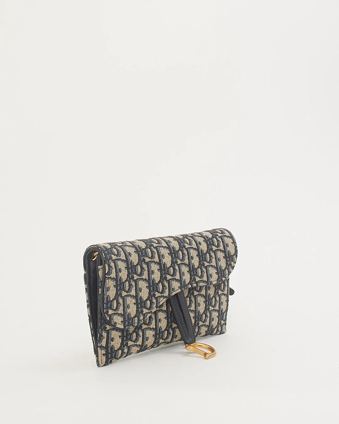 Dior Blue Oblique Canvas Wallet on Chain with Pochette