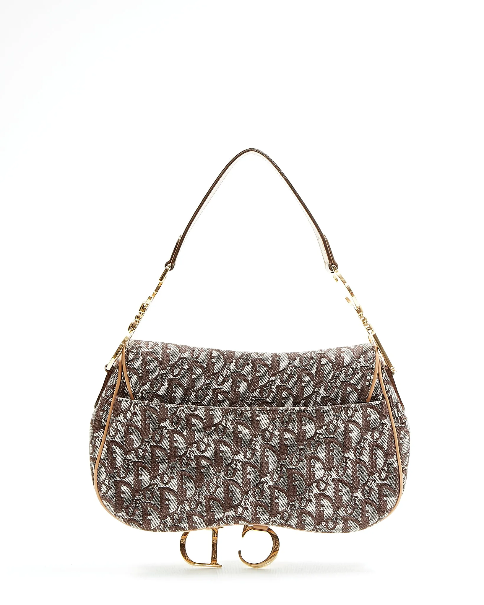 Dior Brown Diorissimo Canvas Double Saddle Shoulder Bag