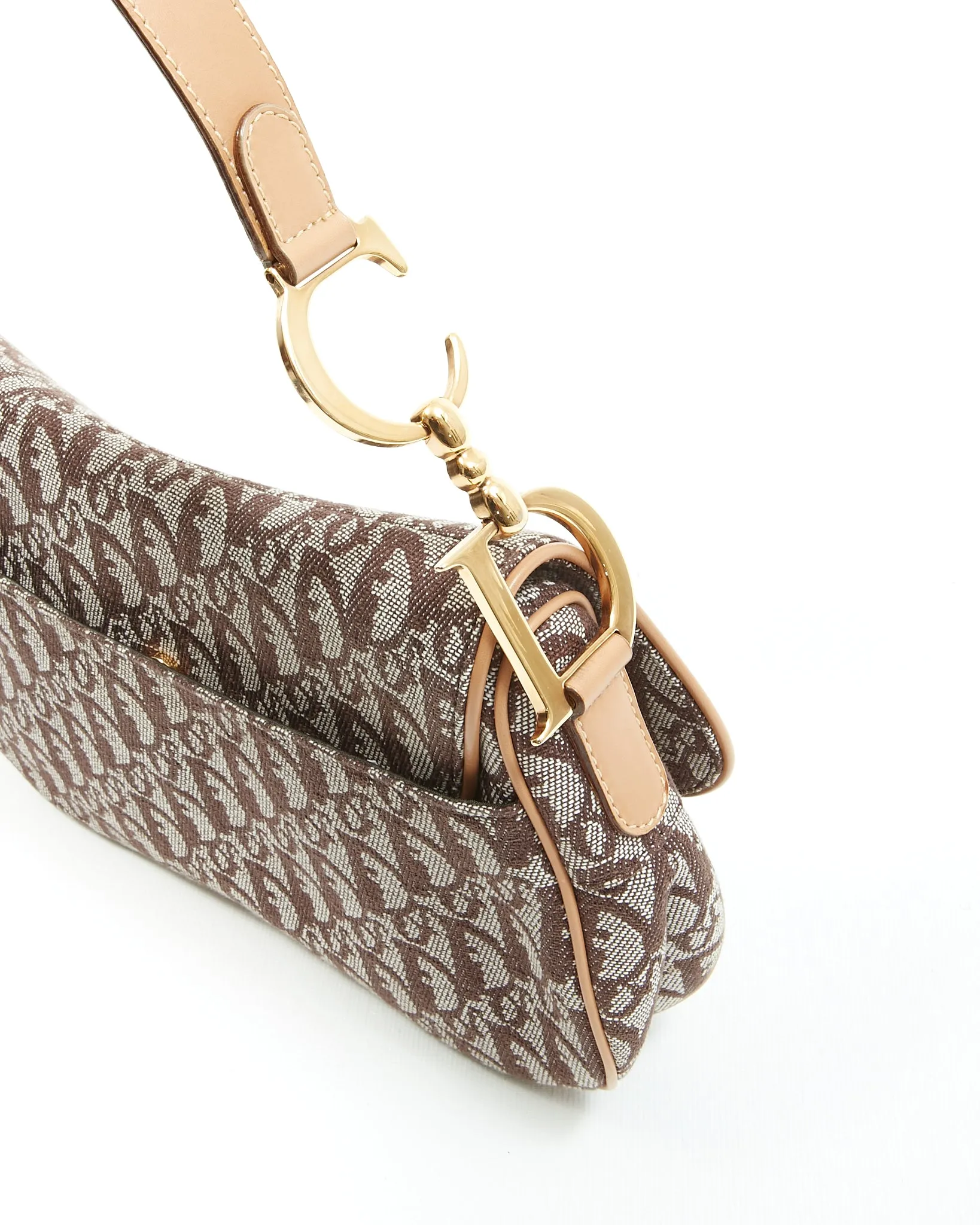Dior Brown Diorissimo Canvas Double Saddle Shoulder Bag