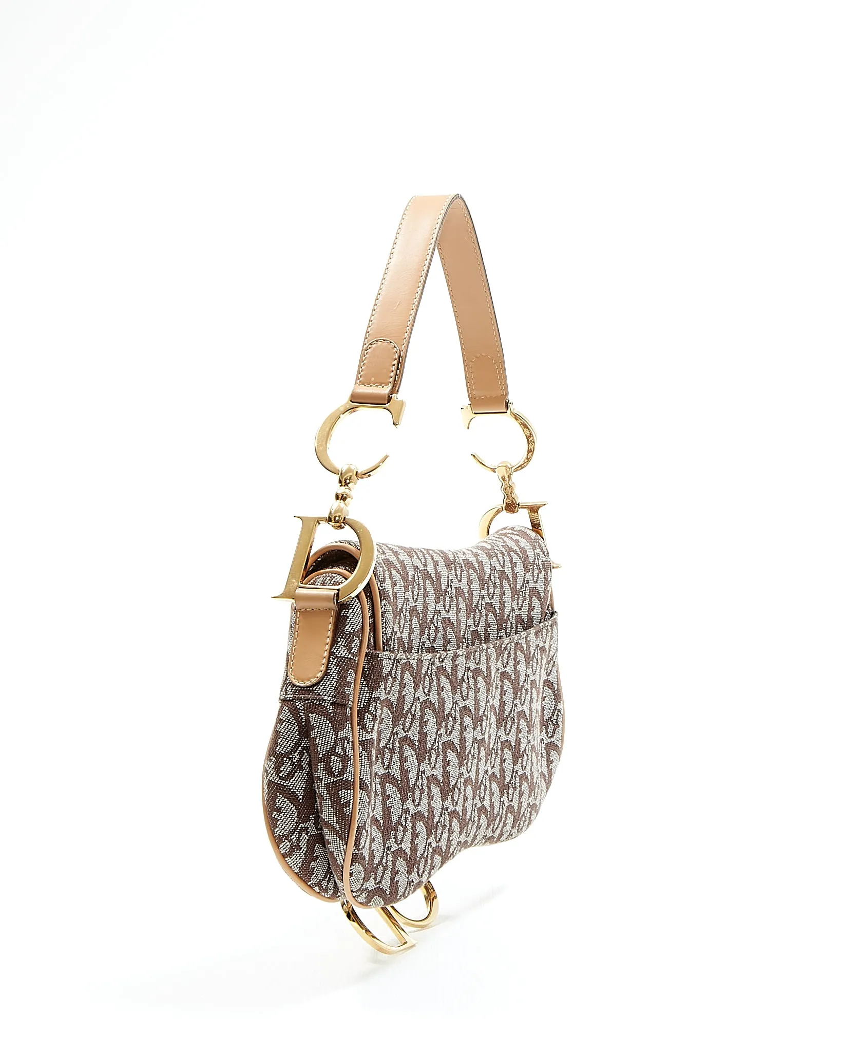 Dior Brown Diorissimo Canvas Double Saddle Shoulder Bag