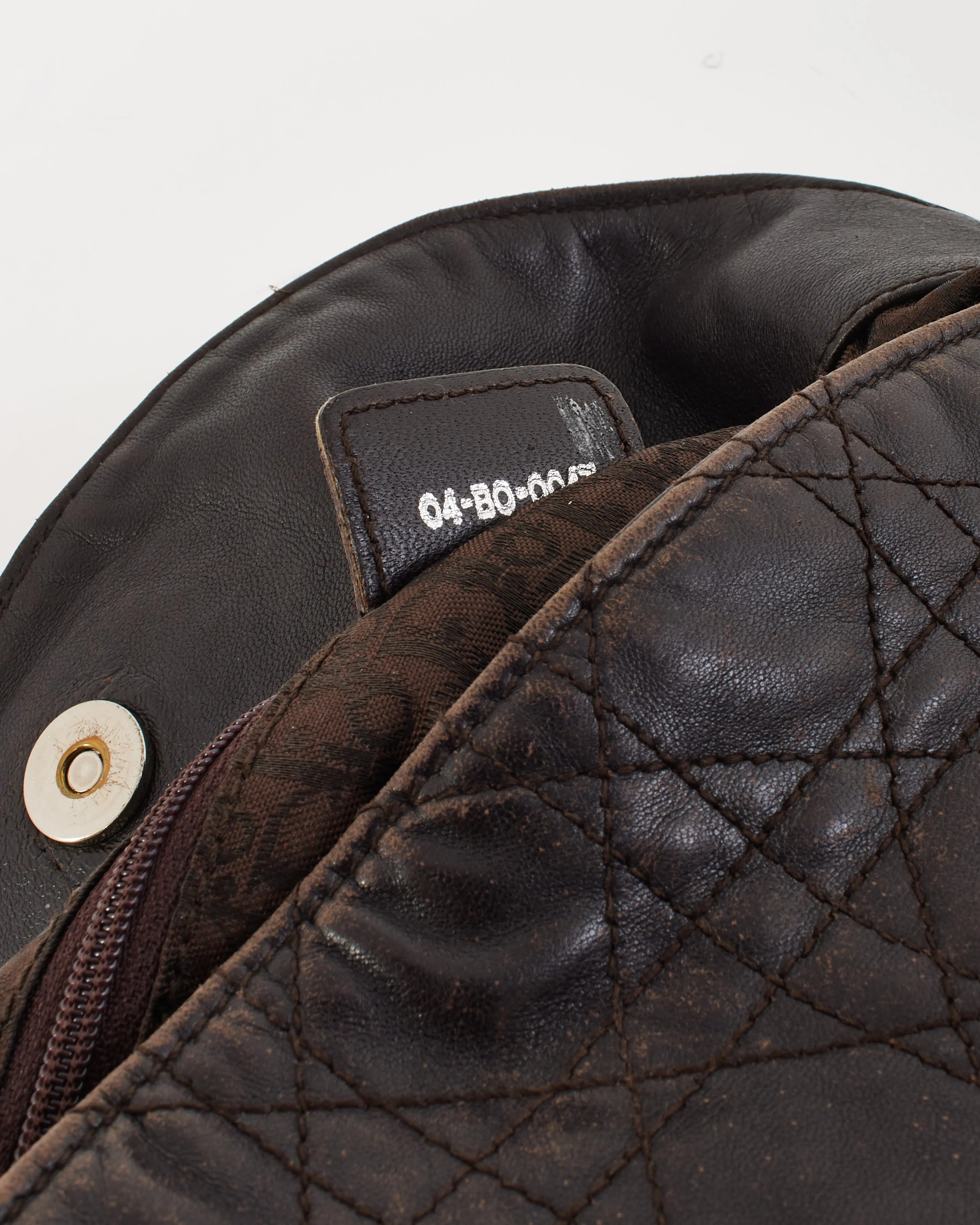 Dior Brown Lambskin Cannage Leather Soft Hobo Bag