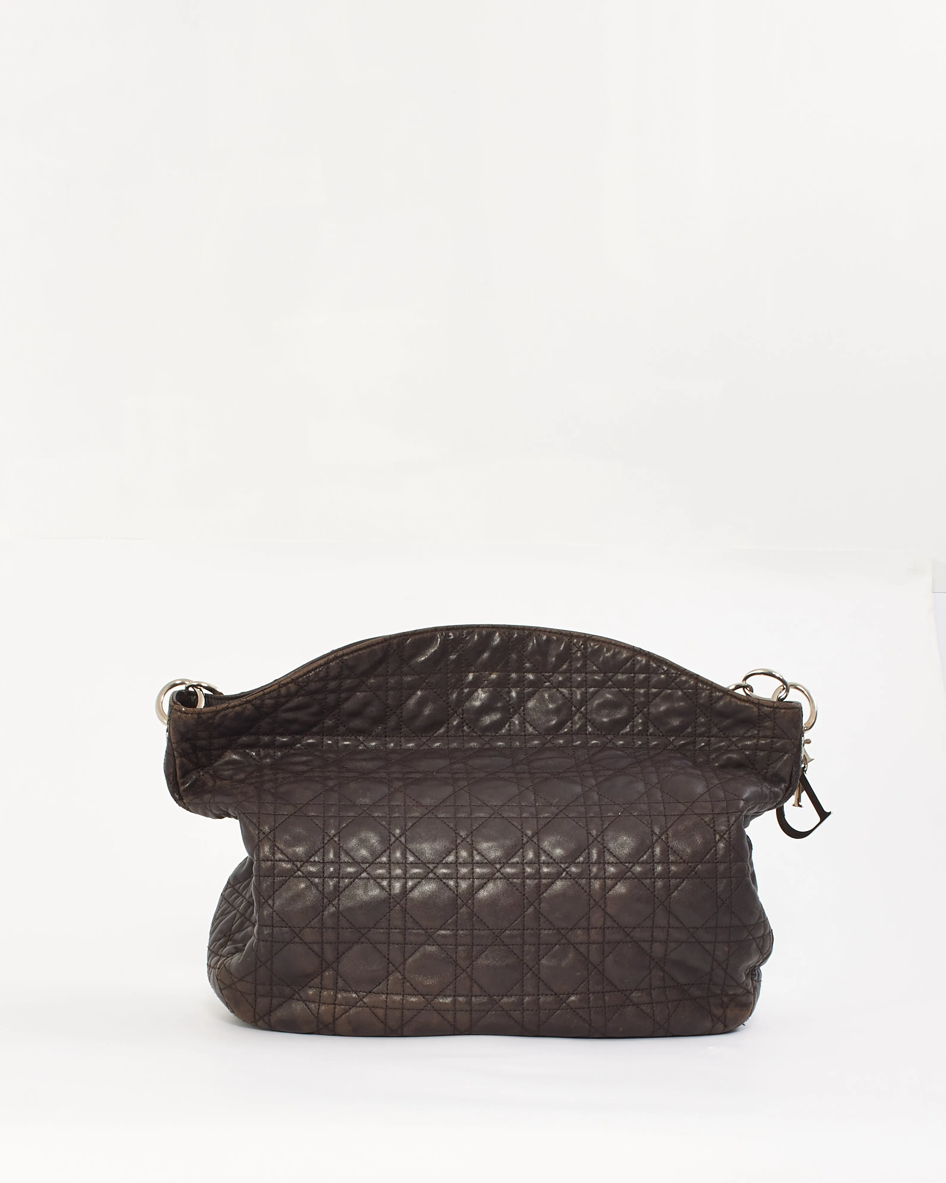 Dior Brown Lambskin Cannage Leather Soft Hobo Bag