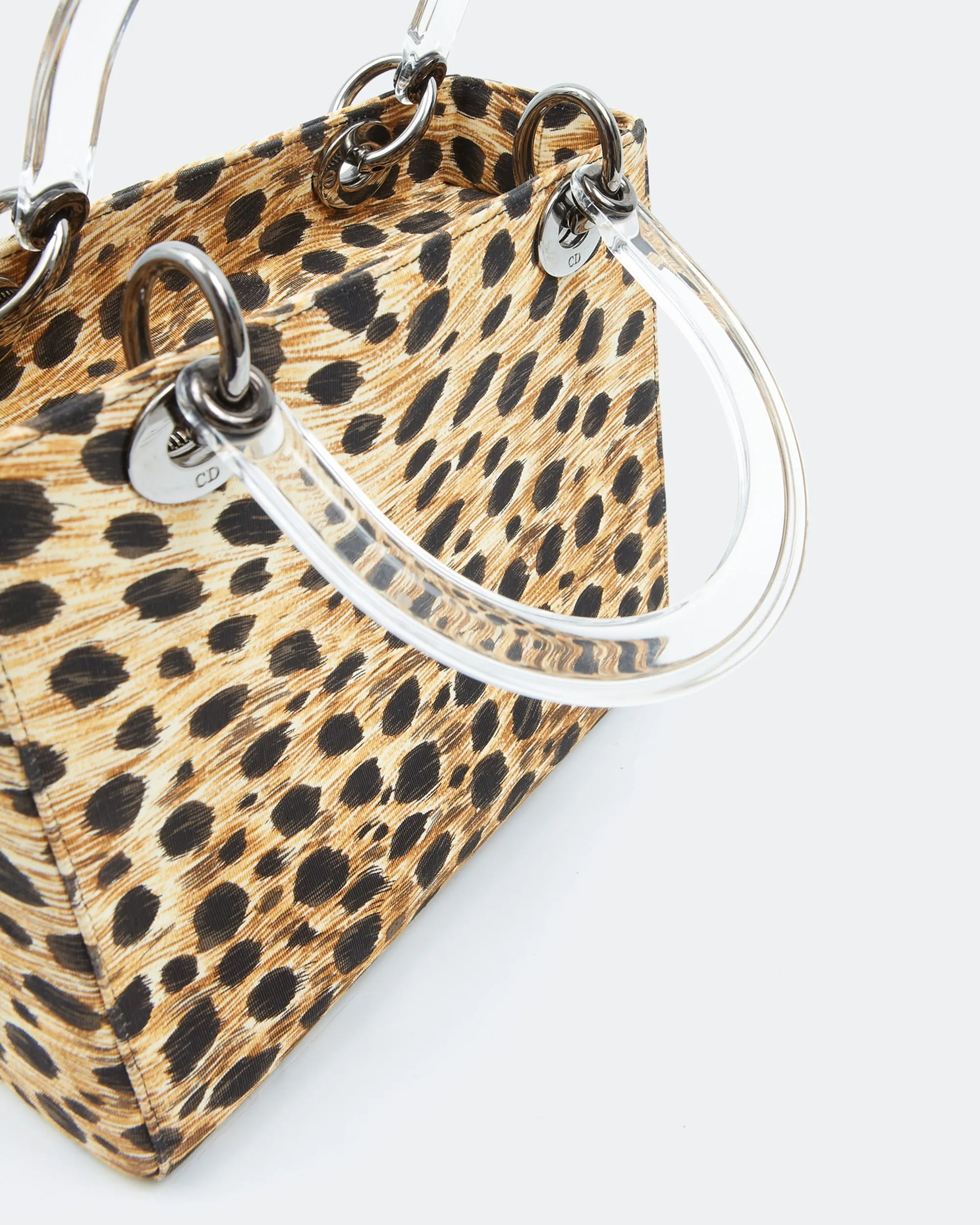 Dior Cheetah Print Canvas Medium Lady Dior Top Handle Bag