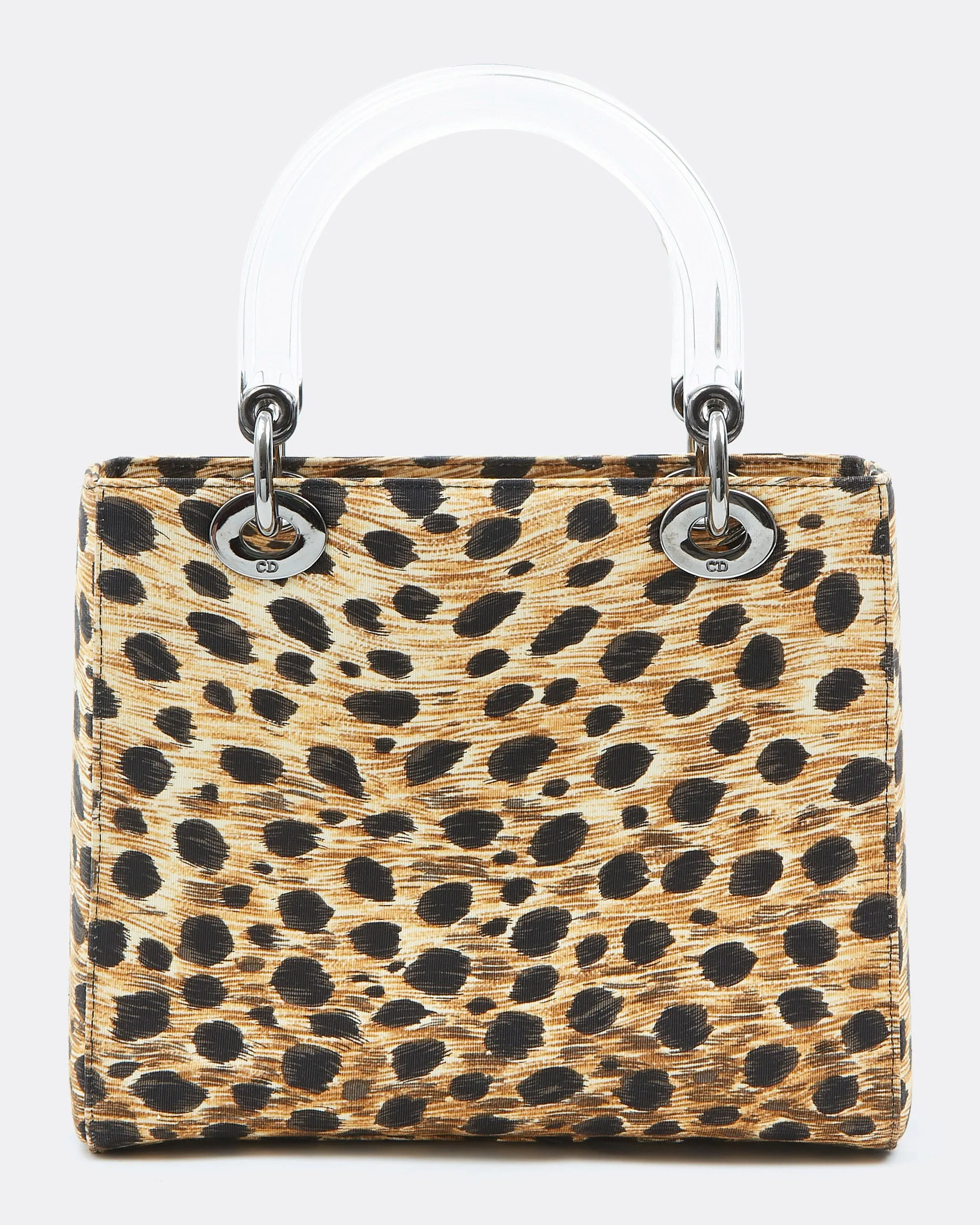 Dior Cheetah Print Canvas Medium Lady Dior Top Handle Bag
