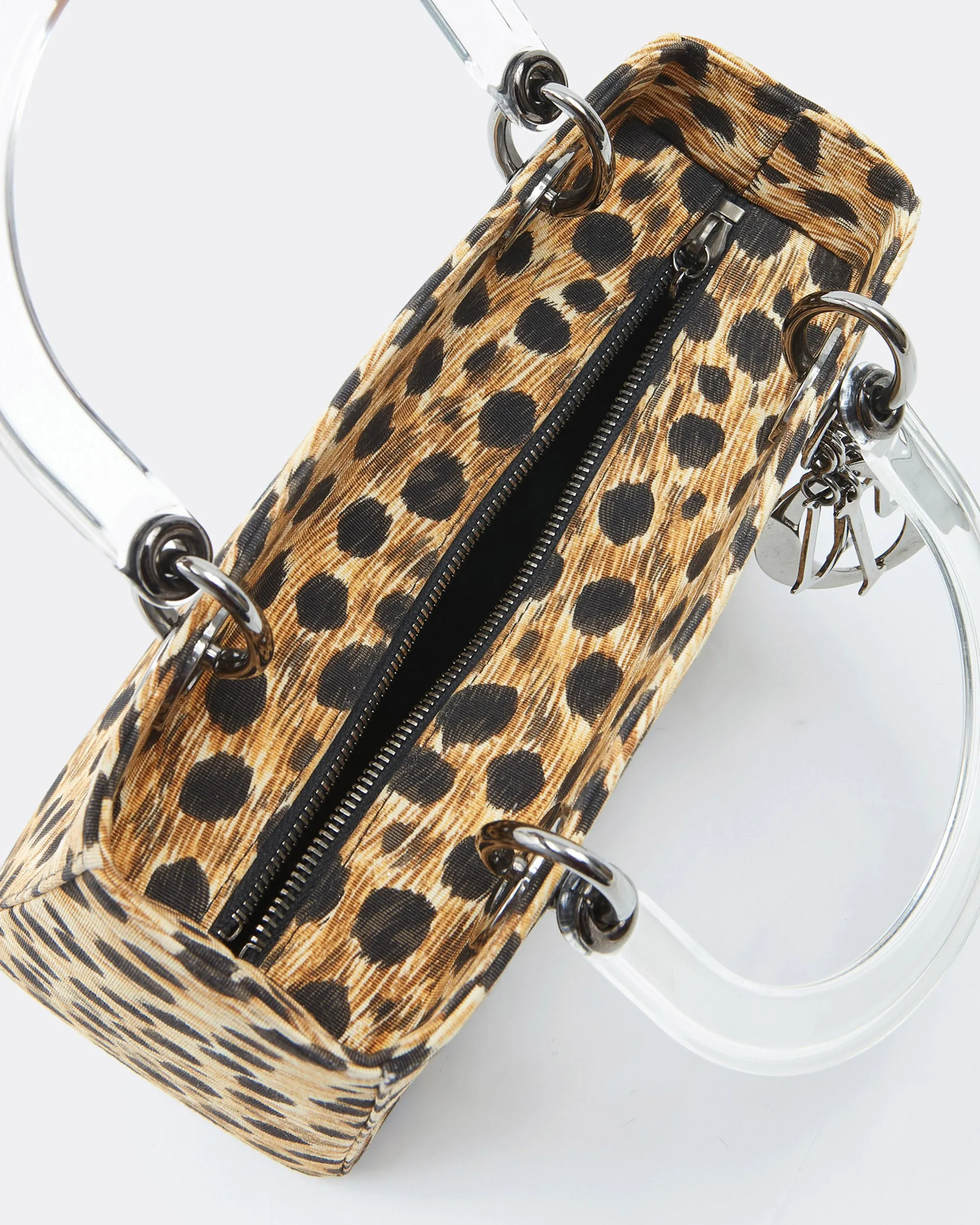 Dior Cheetah Print Canvas Medium Lady Dior Top Handle Bag