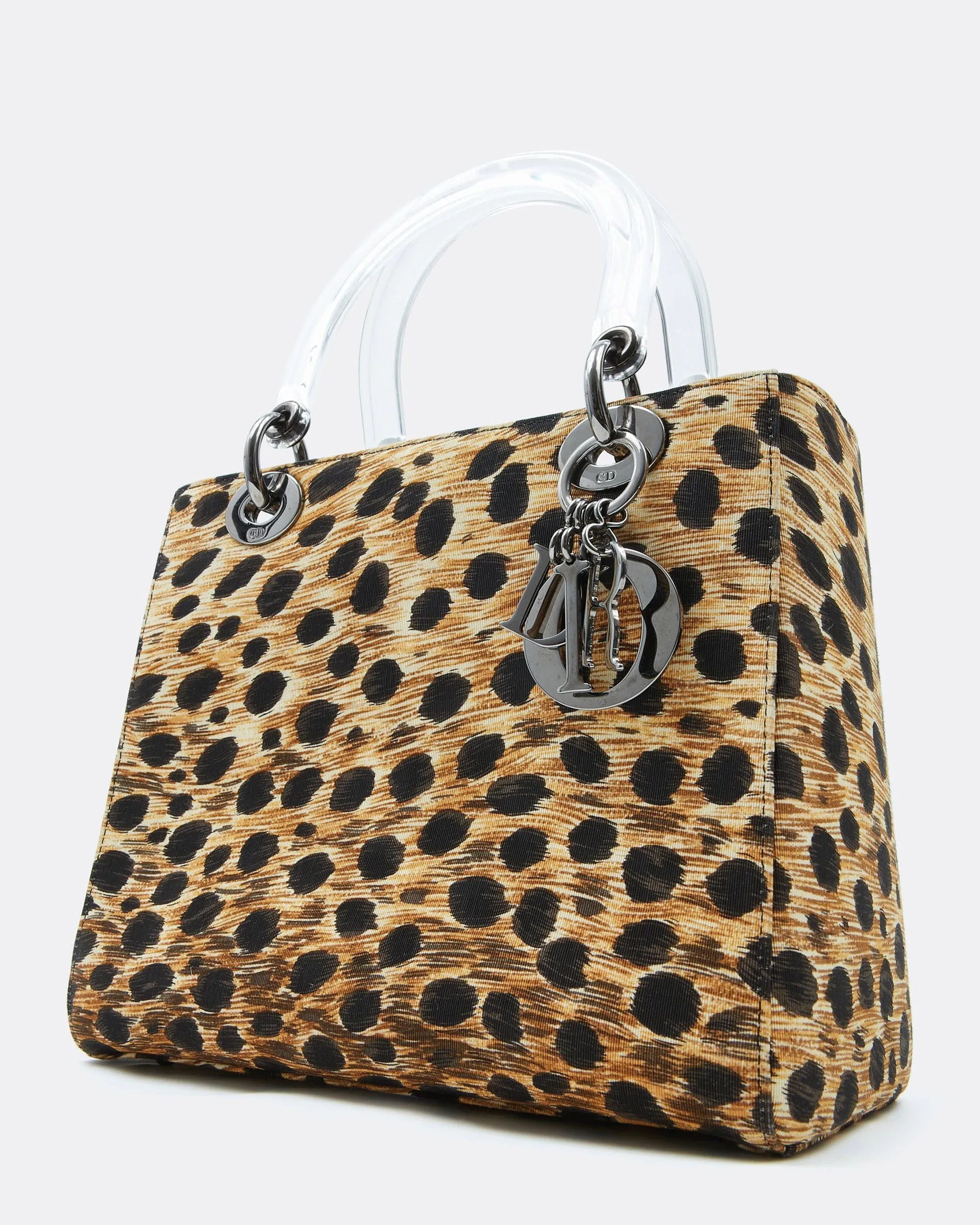 Dior Cheetah Print Canvas Medium Lady Dior Top Handle Bag