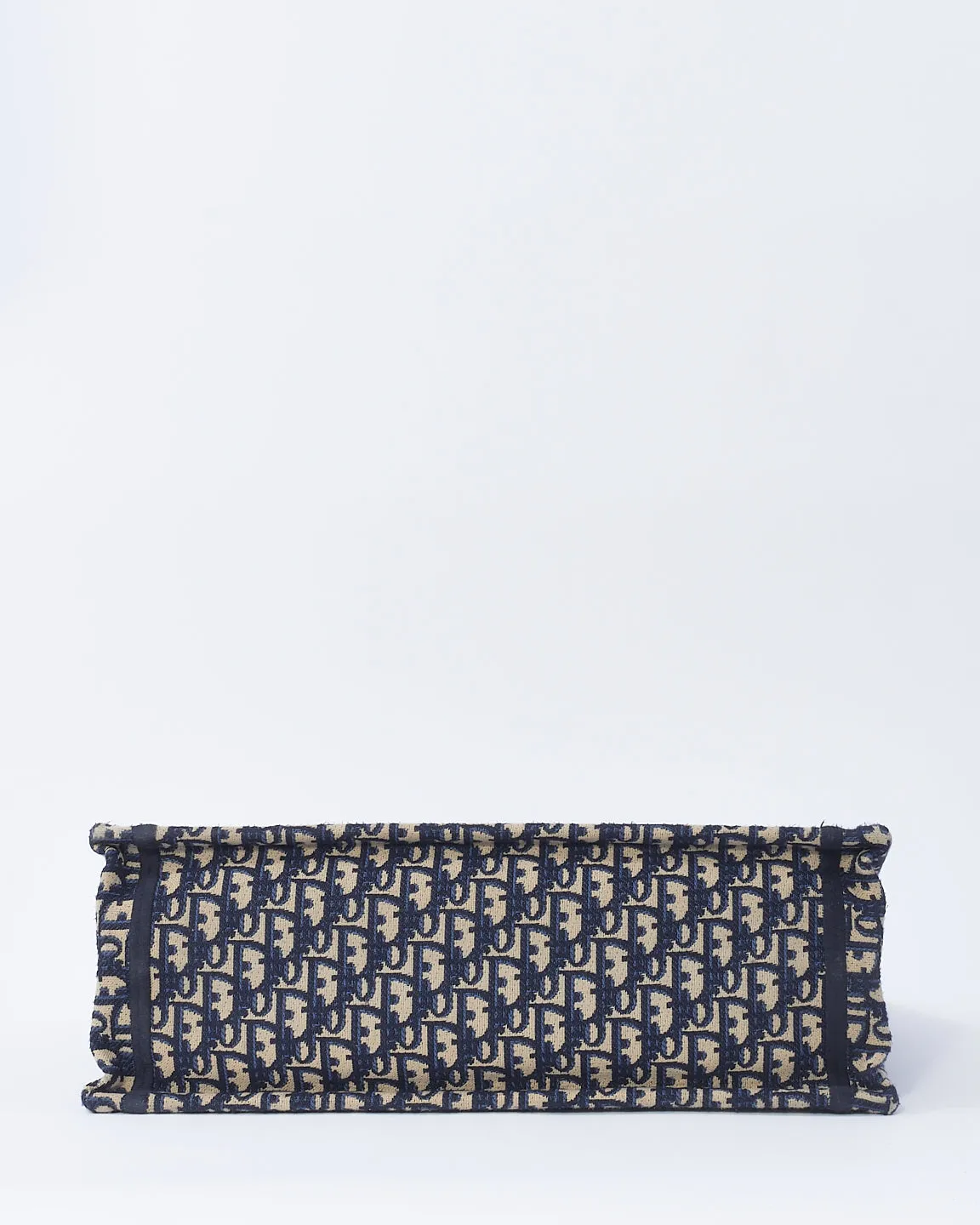 Dior Ecru and Blue Oblique Embroidery Large Book Tote