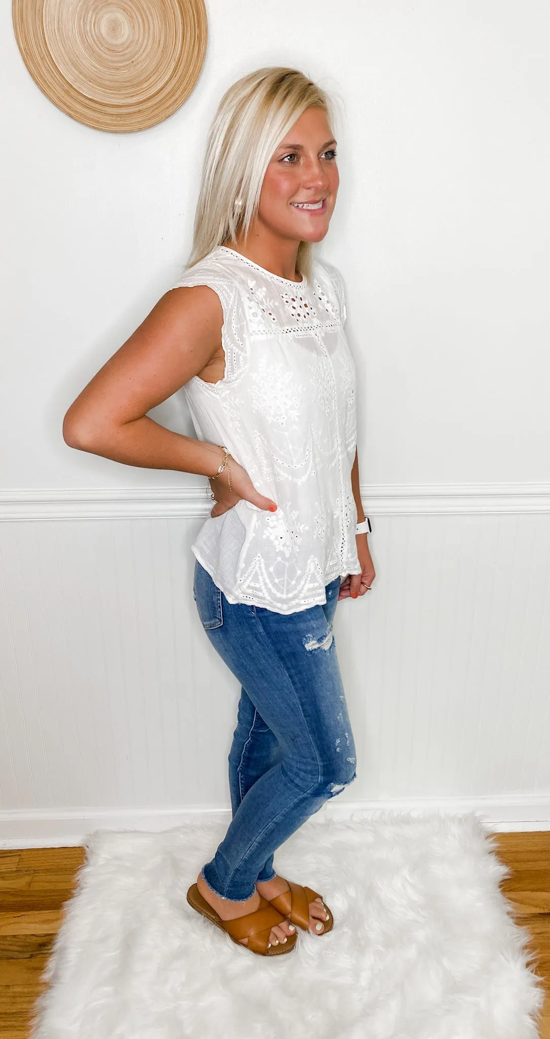 Distressed Mid Rise Skinny Jeans