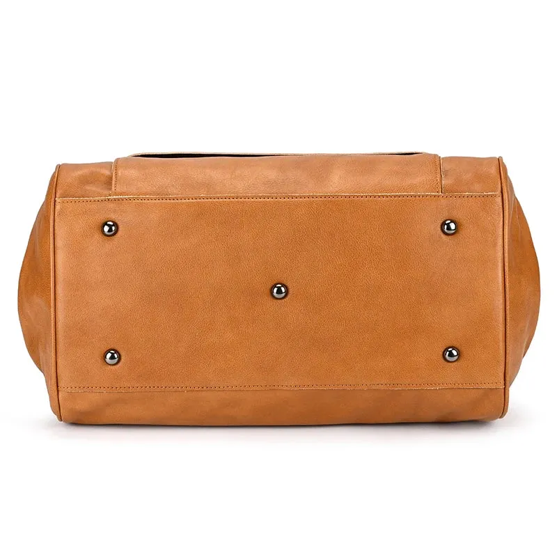 Doctors Bag Genuine Leather Travel Bag with Metal Buckle Anti-theft Designer Bag