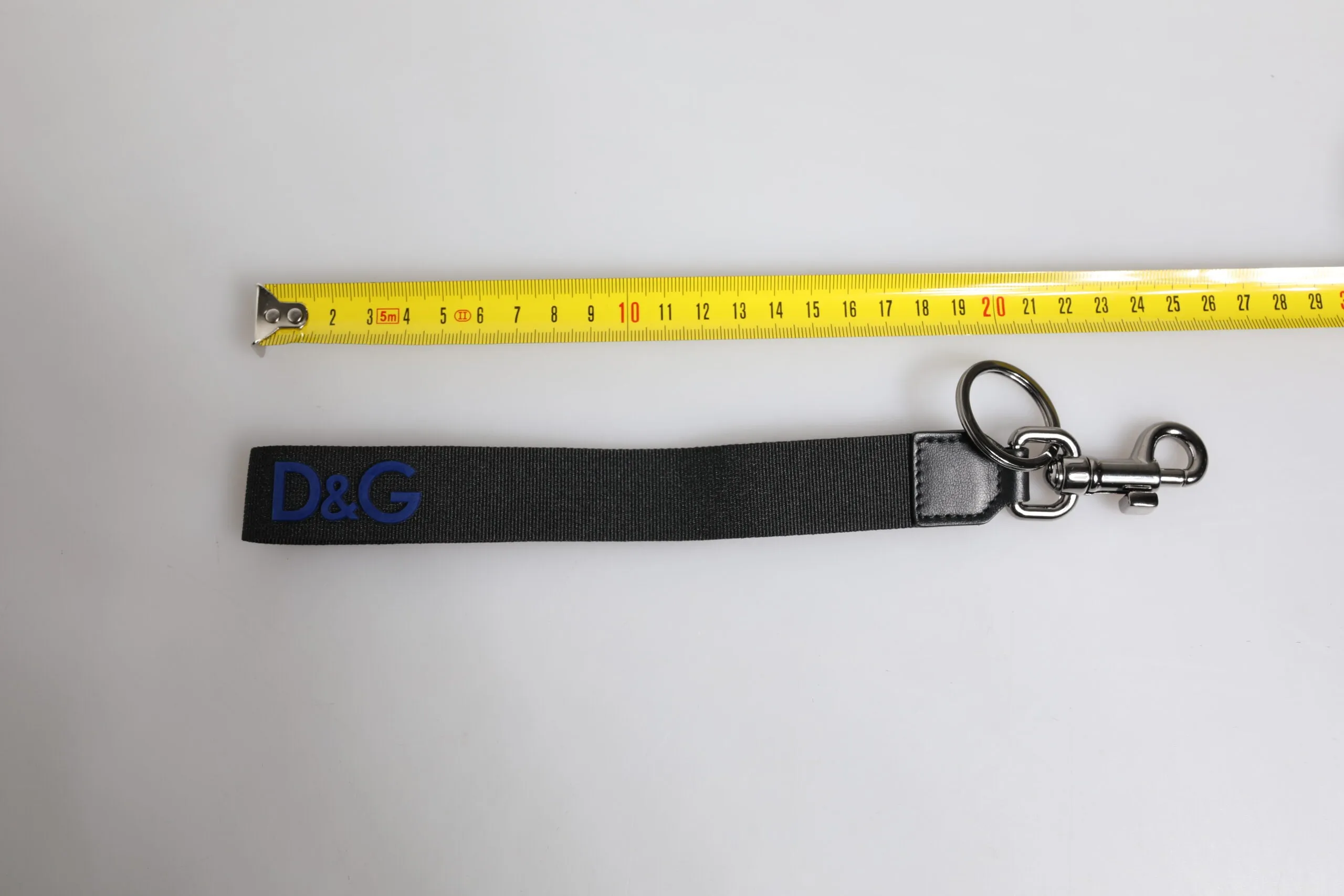 Dolce & Gabbana Black Logo Nylon Silver Brass Men Holder Keychain Keyring